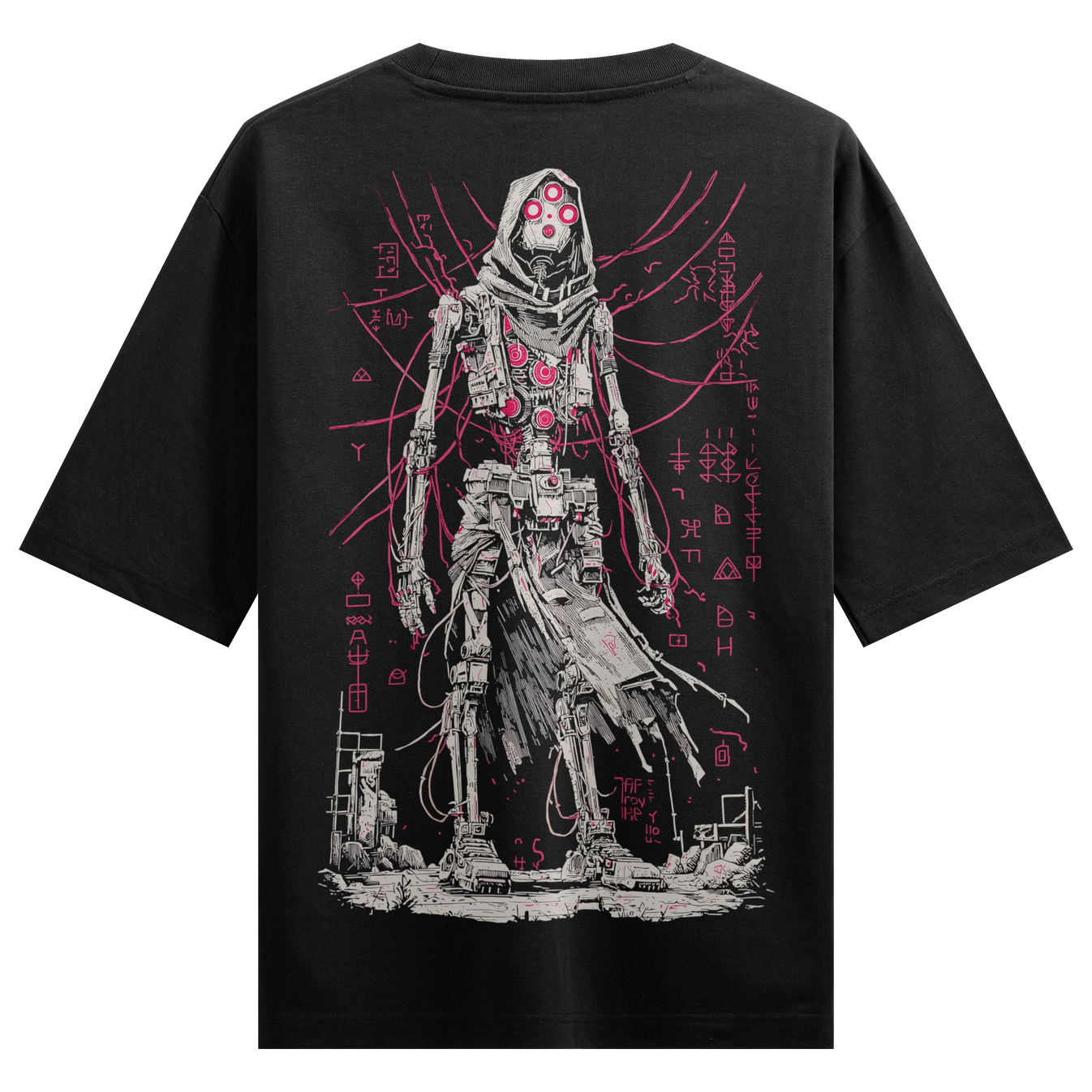 Cyborg artwork on PRDGY oversized t-shirt