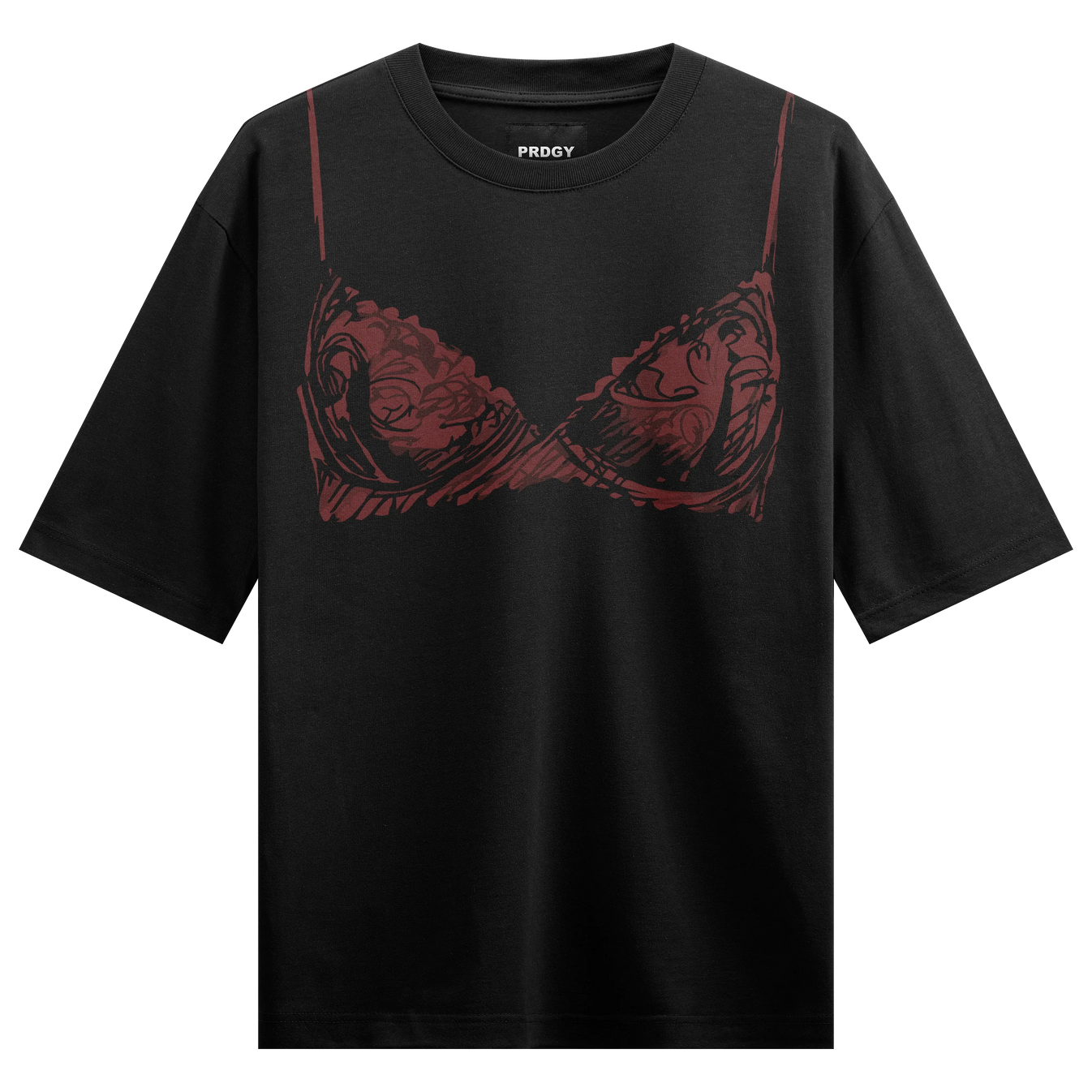 Bra artwork on PRDGY oversized t-shirt