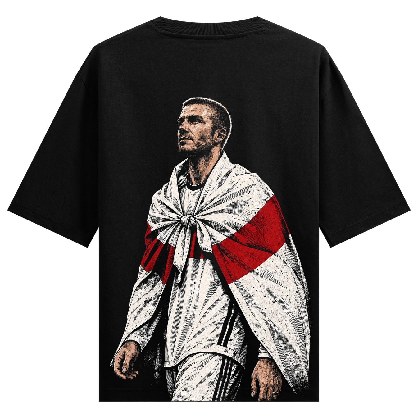 Bend It T-Shirt by PRDGY — portrait of David Beckham in England flag, football design