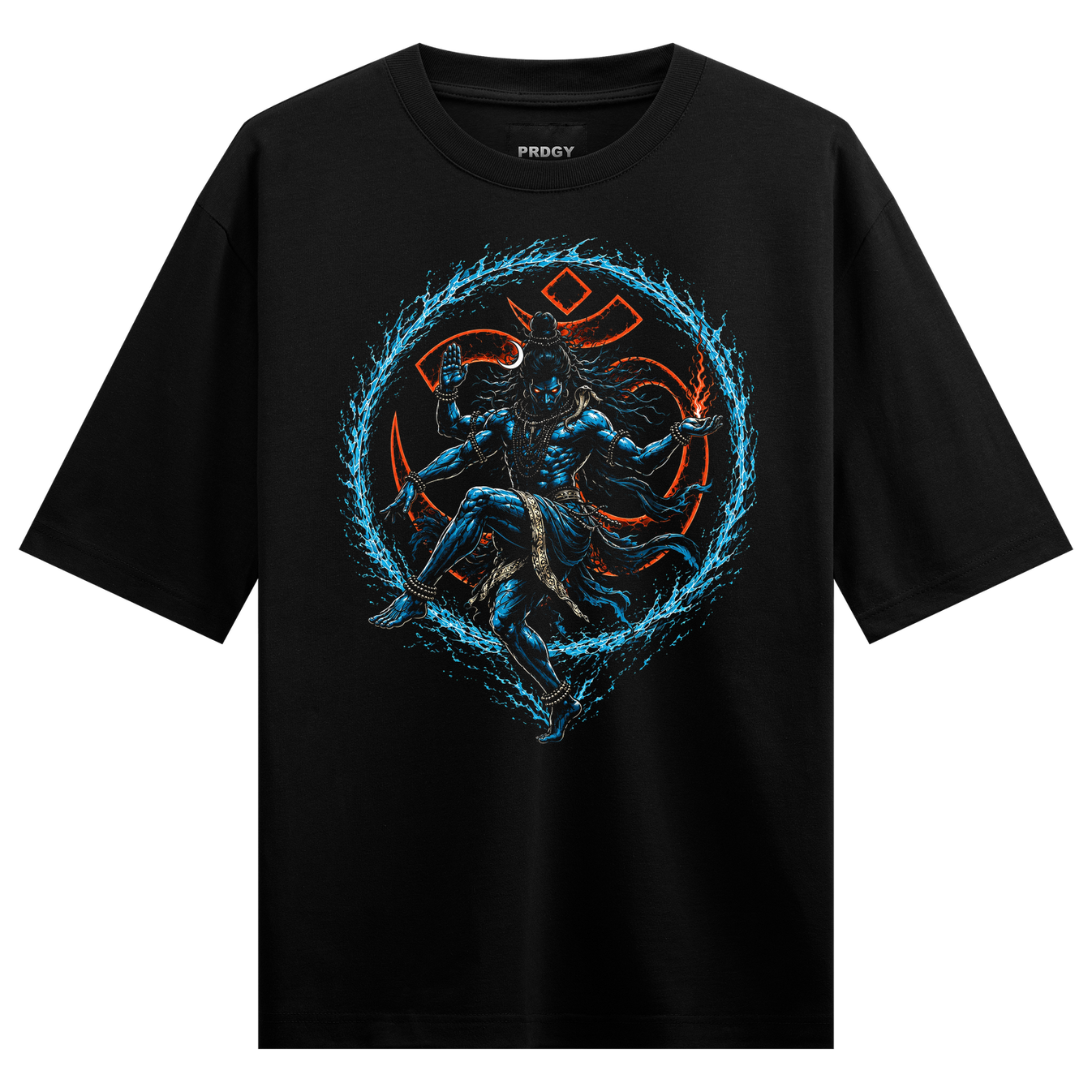 Cosmic Dancer T-Shirt by PRDGY — vibrant depiction of Shiva in a cosmic dance pose, spiritual design
