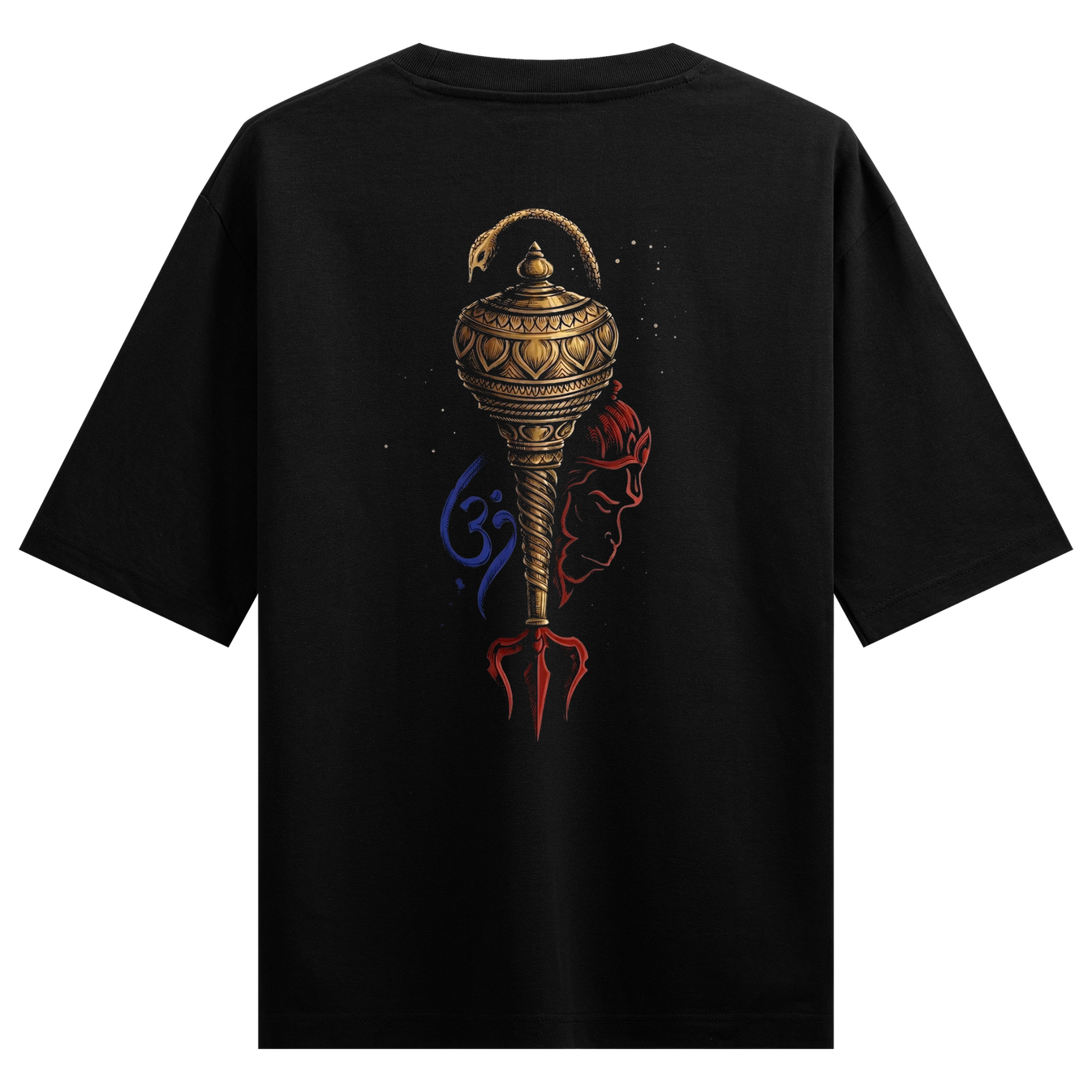 Divya Astra Oversized T-Shirt by PRDGY — ornate torch and profile graphic, spiritual design