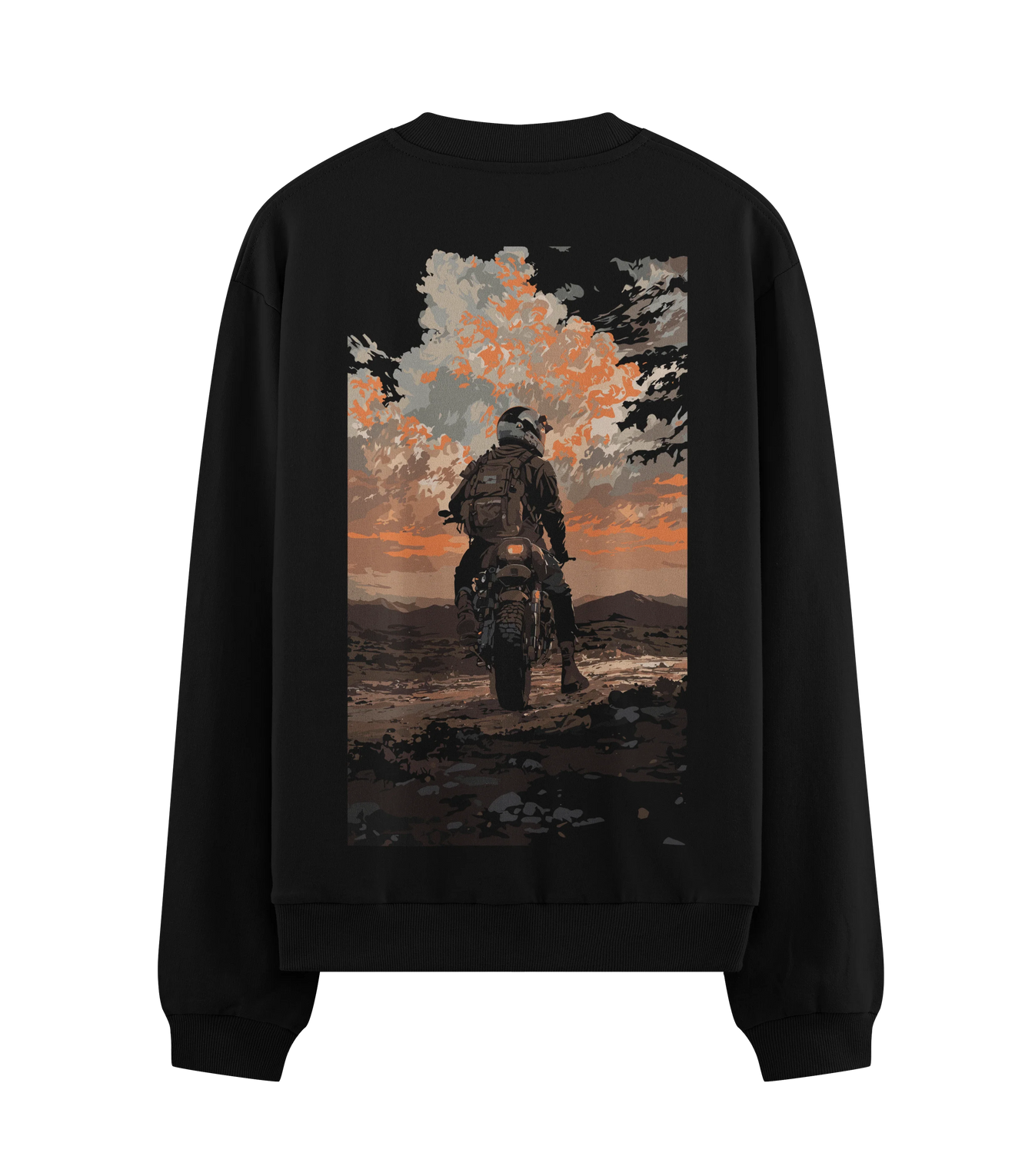 Motorcycle Rider artwork on PRDGY sweatshirt