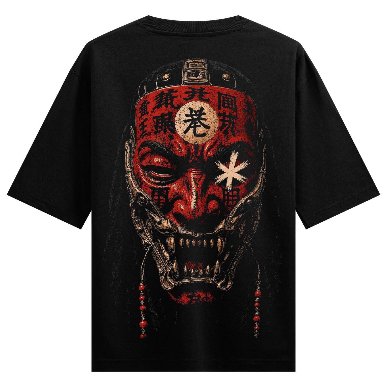 Oni Mask T-Shirt by PRDGY — intricate oni mask artwork, japanese art design