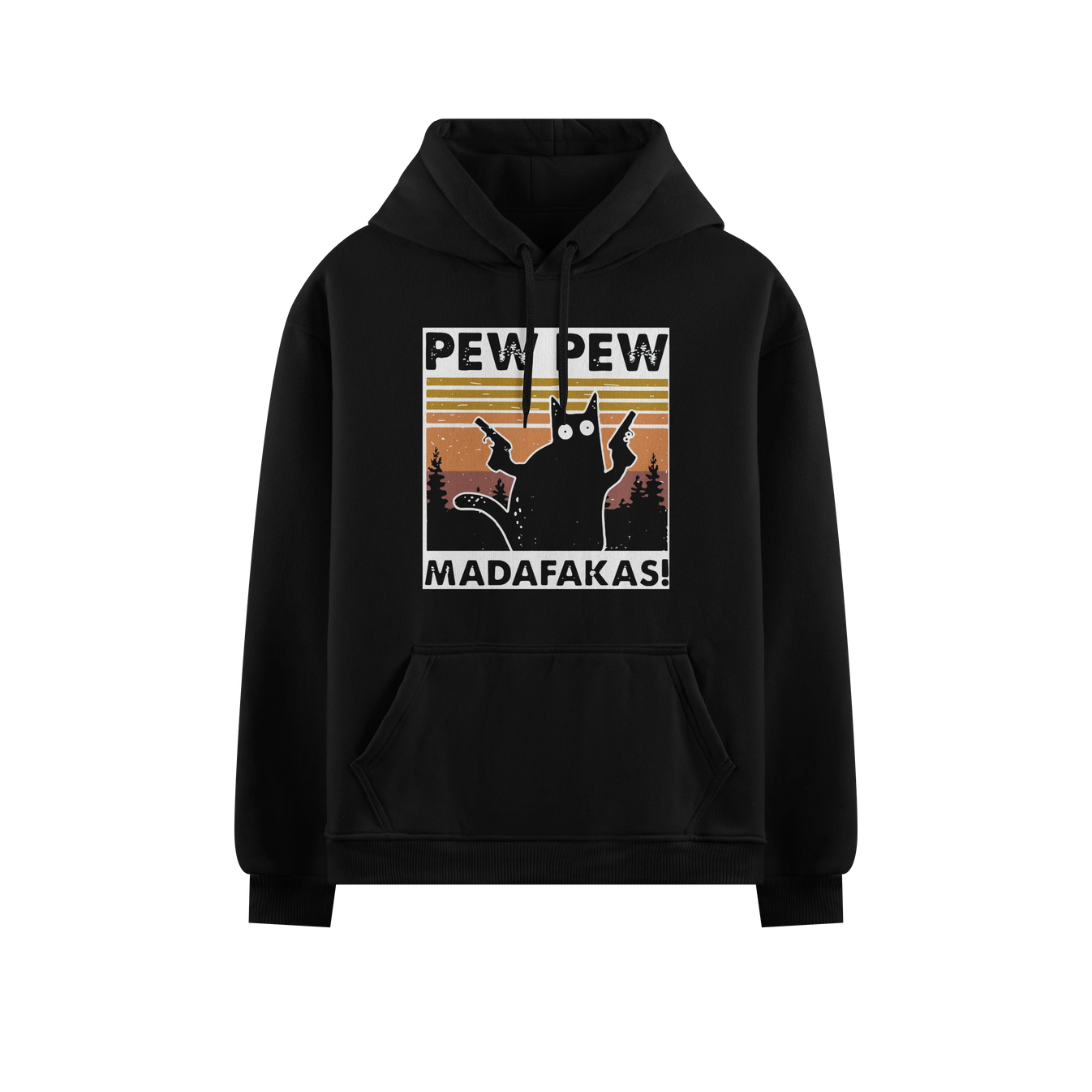 PEW PEW MADAFAKAS! artwork on PRDGY hoodie