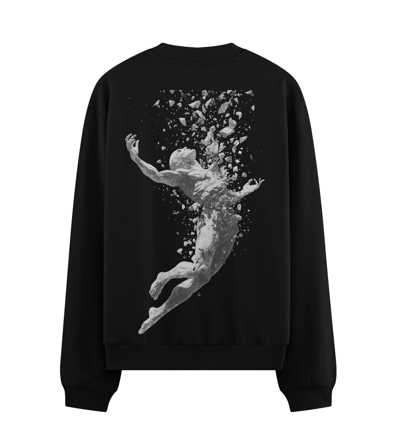 Shattered Human Figure artwork on PRDGY sweatshirt