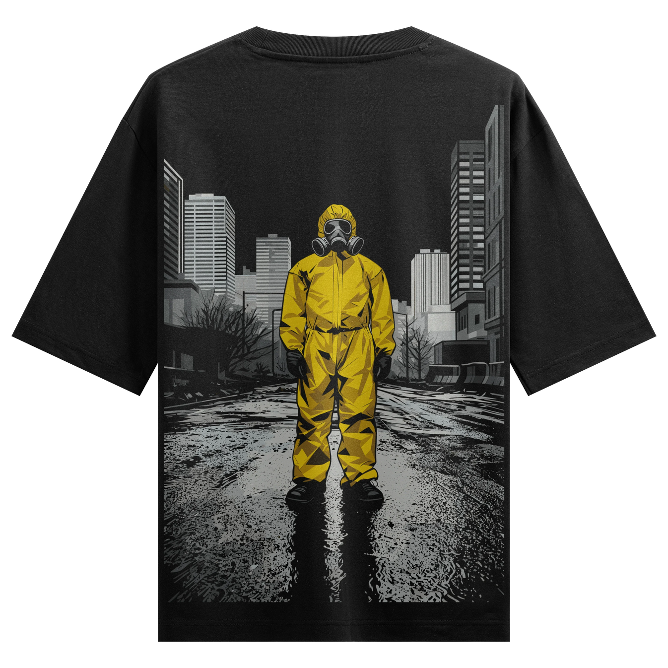 Hazmat Suit artwork on PRDGY oversized t-shirt