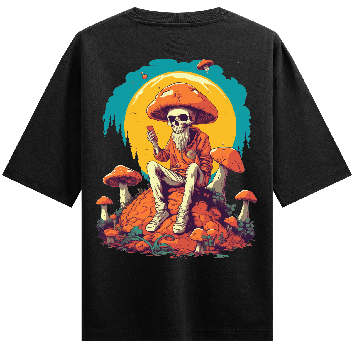 Skeleton Graphic artwork on PRDGY oversized t-shirt