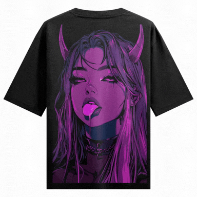 Demon Girl artwork on PRDGY oversized t-shirt