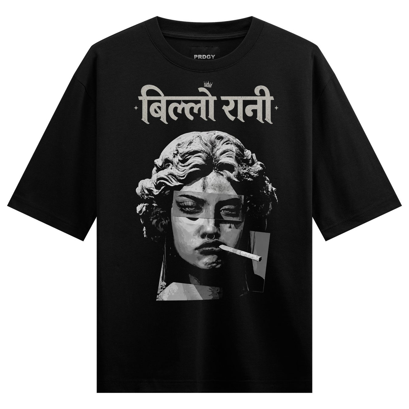Billi Rani artwork on PRDGY oversized t-shirt