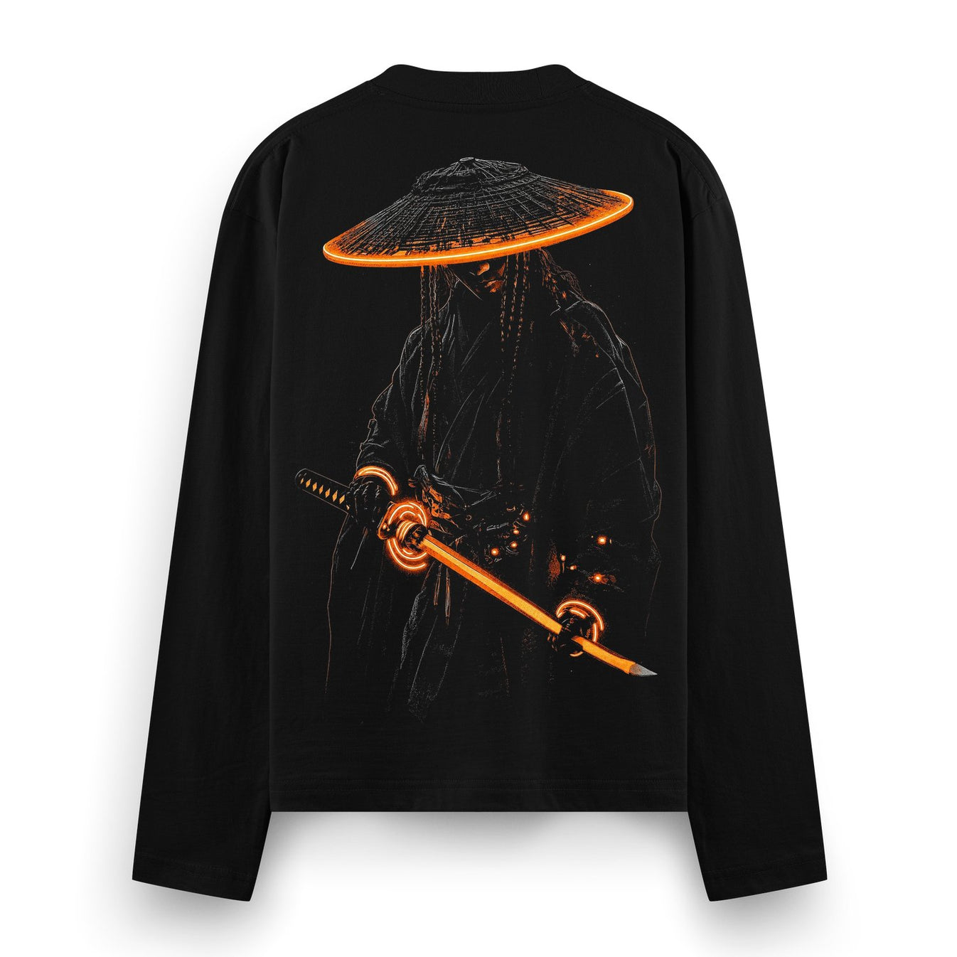 Radioactive Ronin Full Sleeve T-Shirt by PRDGY — striking samurai figure in neon colors, streetwear design