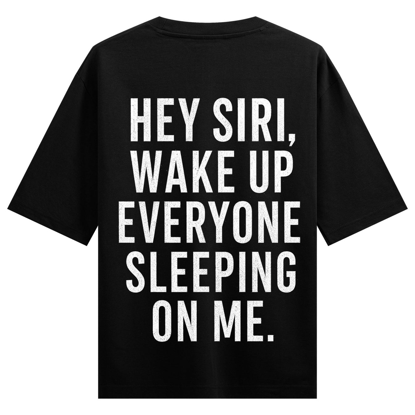 Siri Wake Up artwork on PRDGY oversized t-shirt