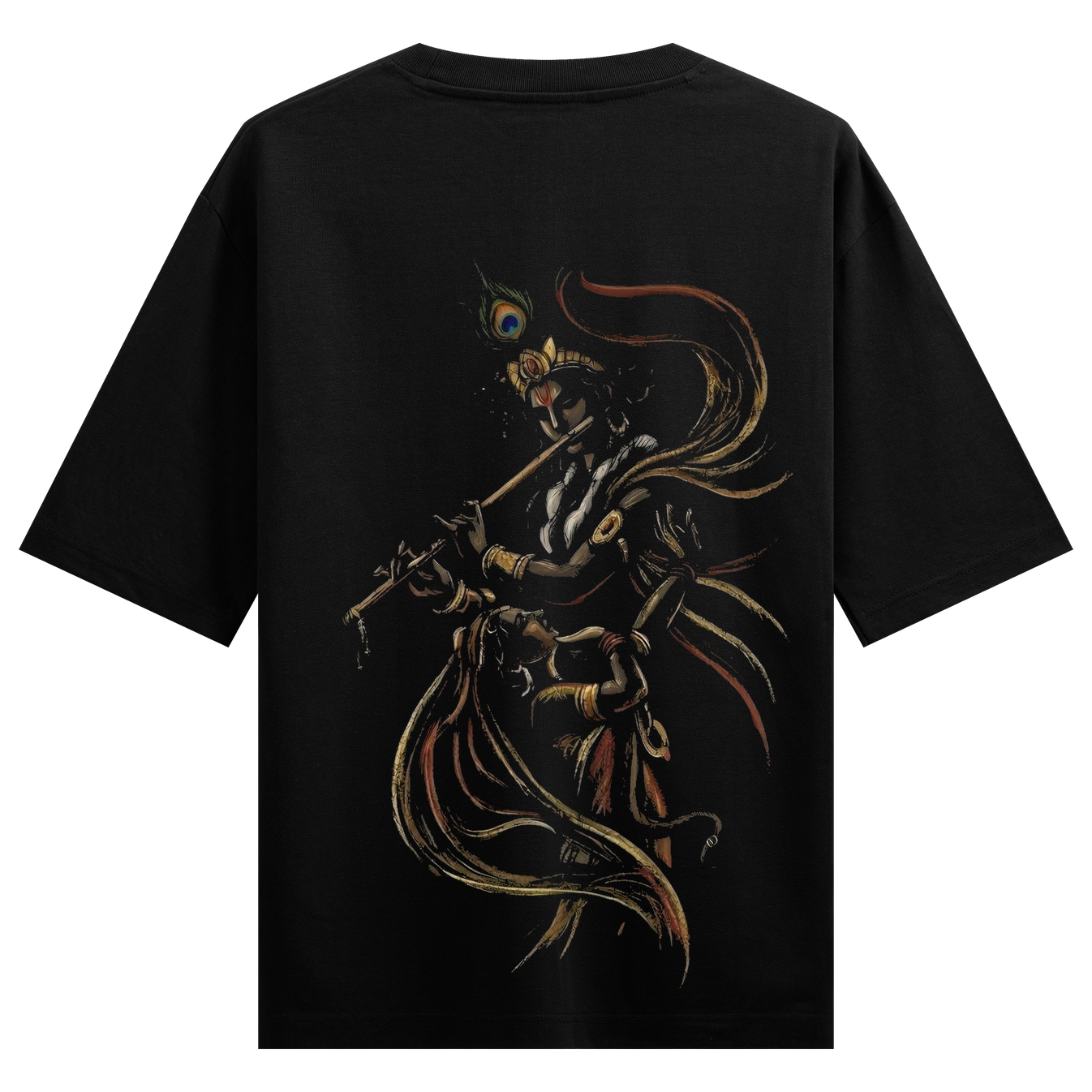 Radha Krishna Oversized T-Shirt by PRDGY — mesmerizing art of Radha and Krishna in a divine dance, spiritual design
