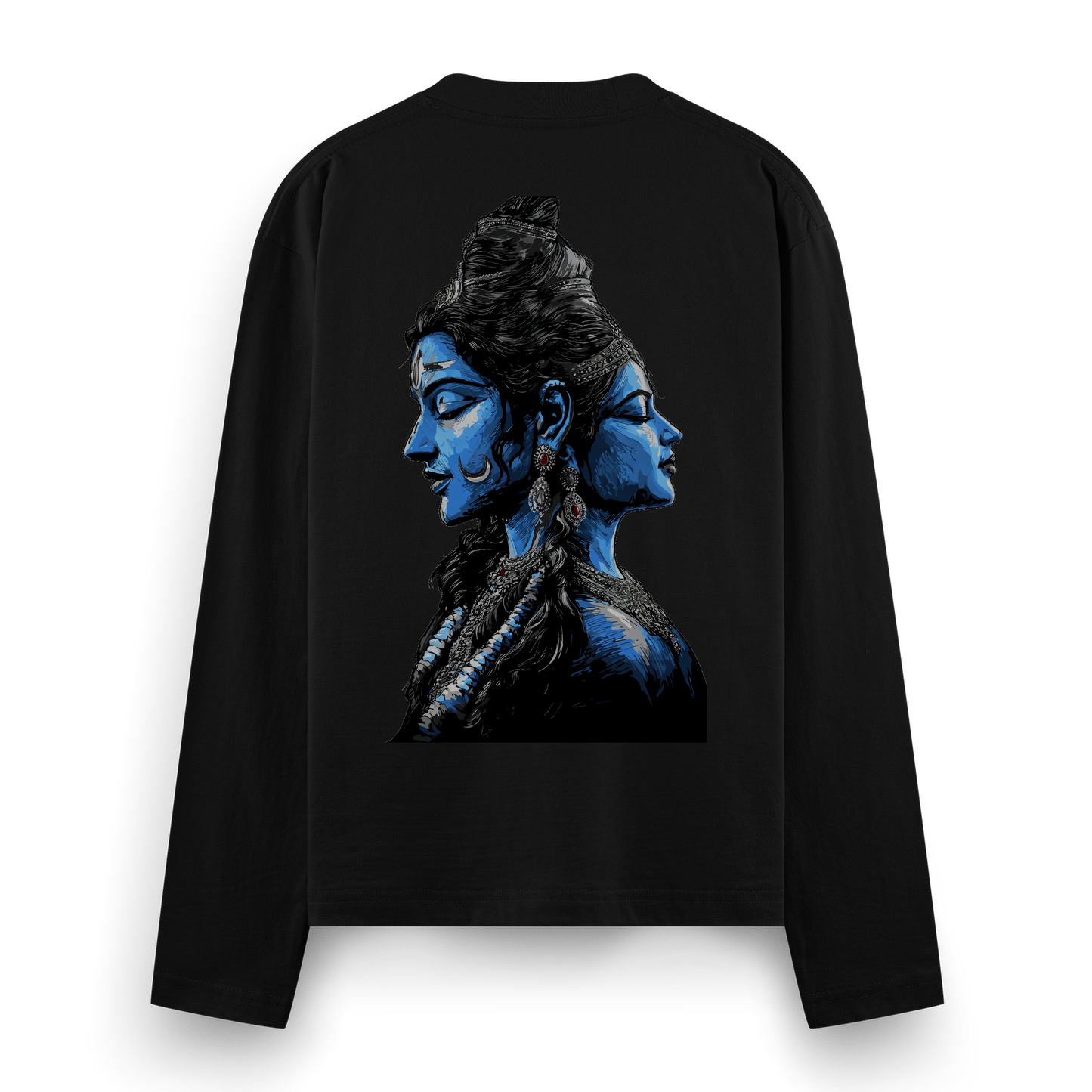 Ardhanari Full Sleeve T-Shirt by PRDGY — artwork depicting the duality of Ardhanari, spiritual design