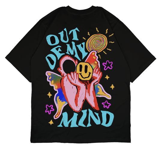 Back Print Out of My Mind Trippy Essential Oversized Tshirt - PRDGY