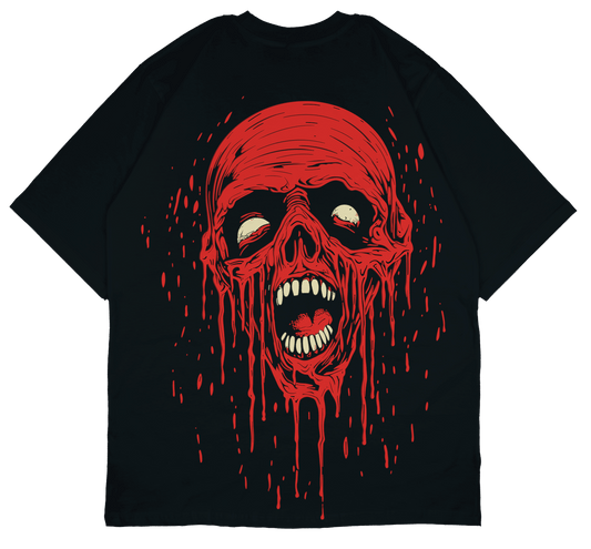 DEAD Skull Back Print Oversized Tshirt - PRDGY
