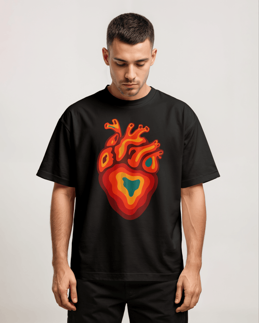 Dropout Heart Front Oversized T-SHIRT - PRDGY