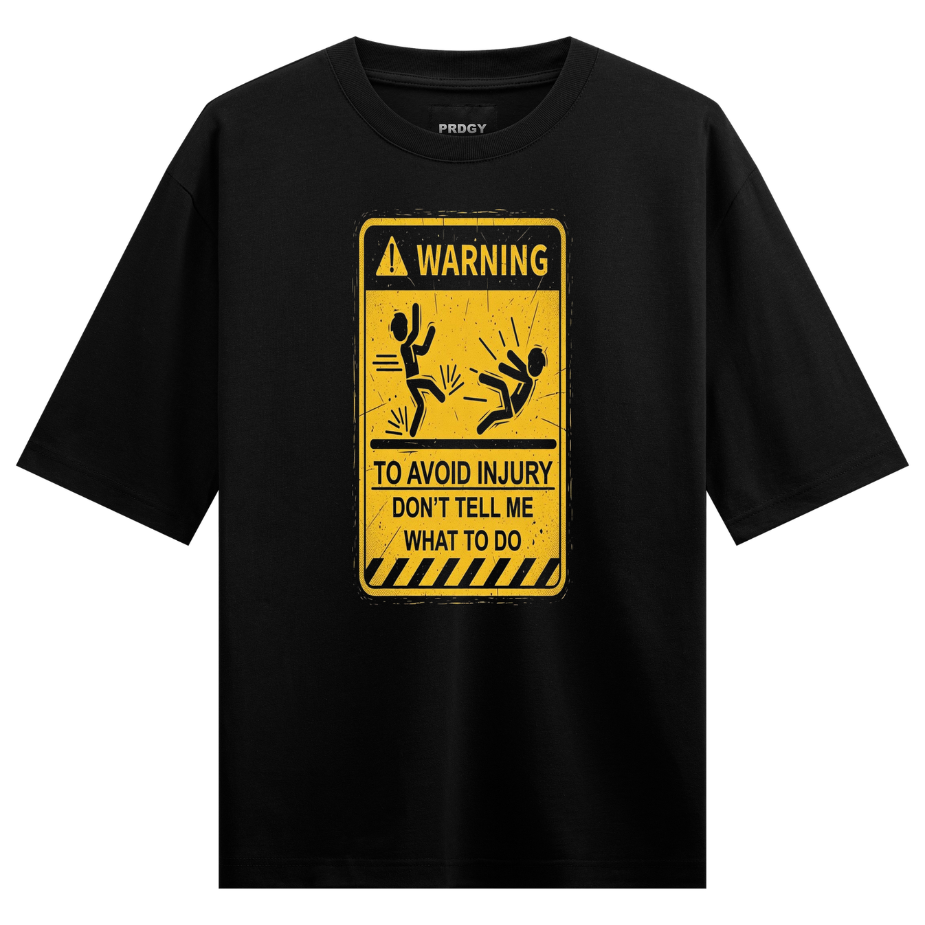Mujhe Mat Bataa Oversized T-Shirt by PRDGY — bold black art design, streetwear