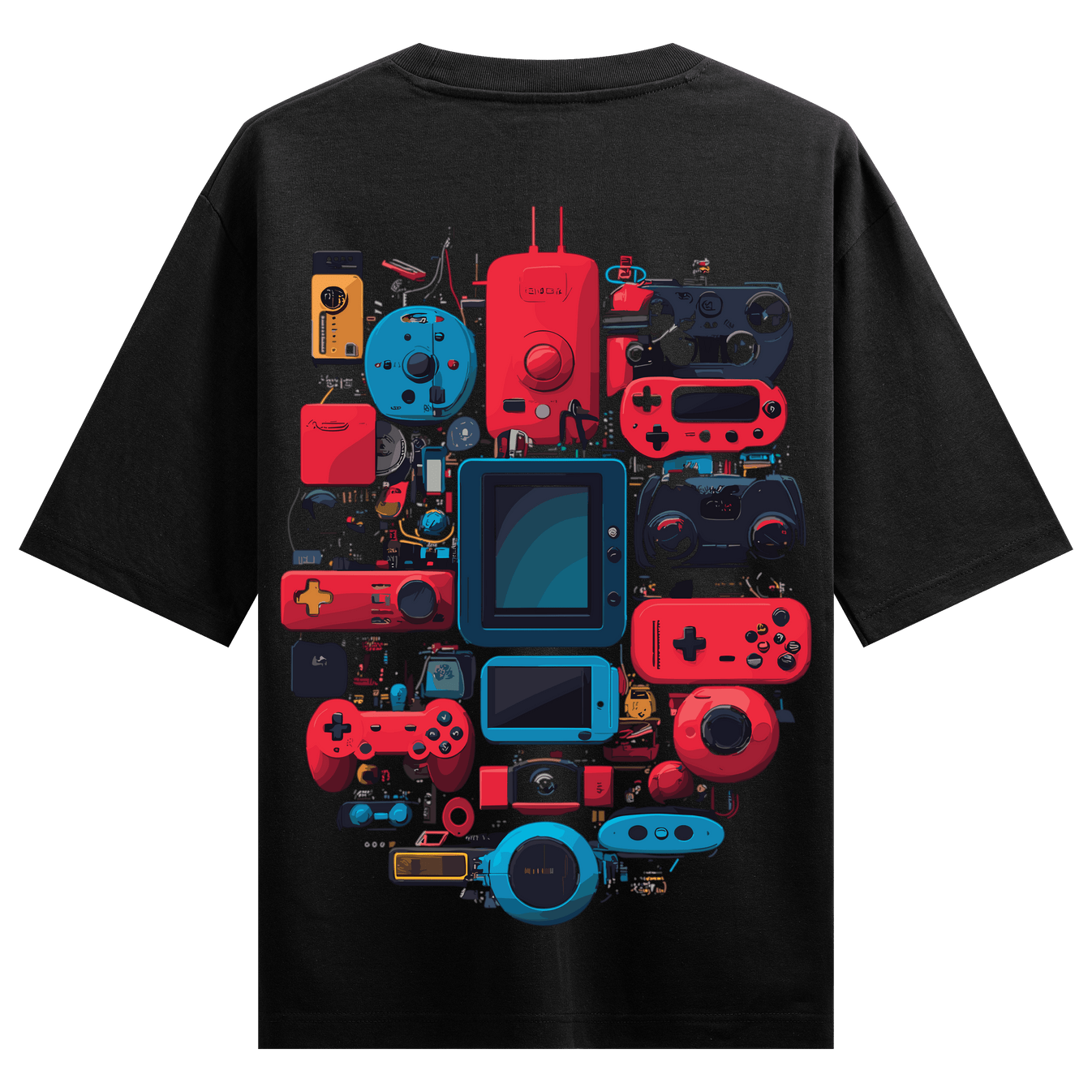 Video Game Controllers artwork on PRDGY oversized t-shirt