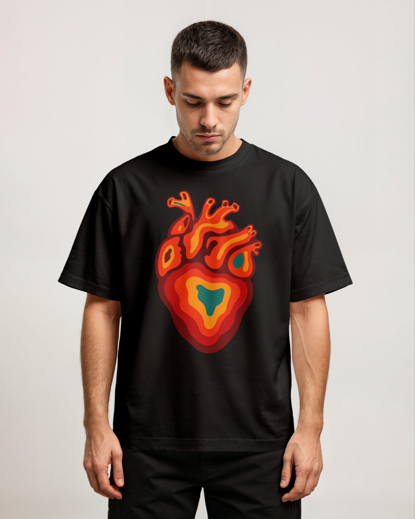 Dropout Heart Front Oversized T-SHIRT