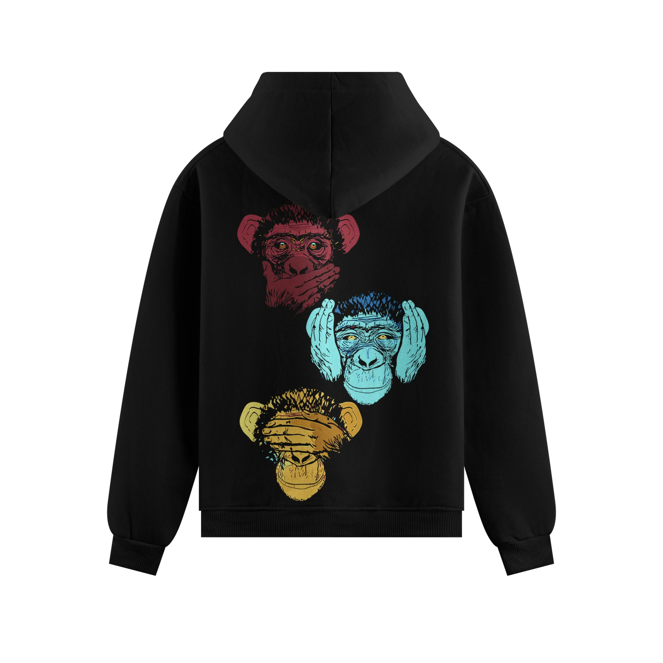 Three Wise Monkeys artwork on PRDGY hoodie