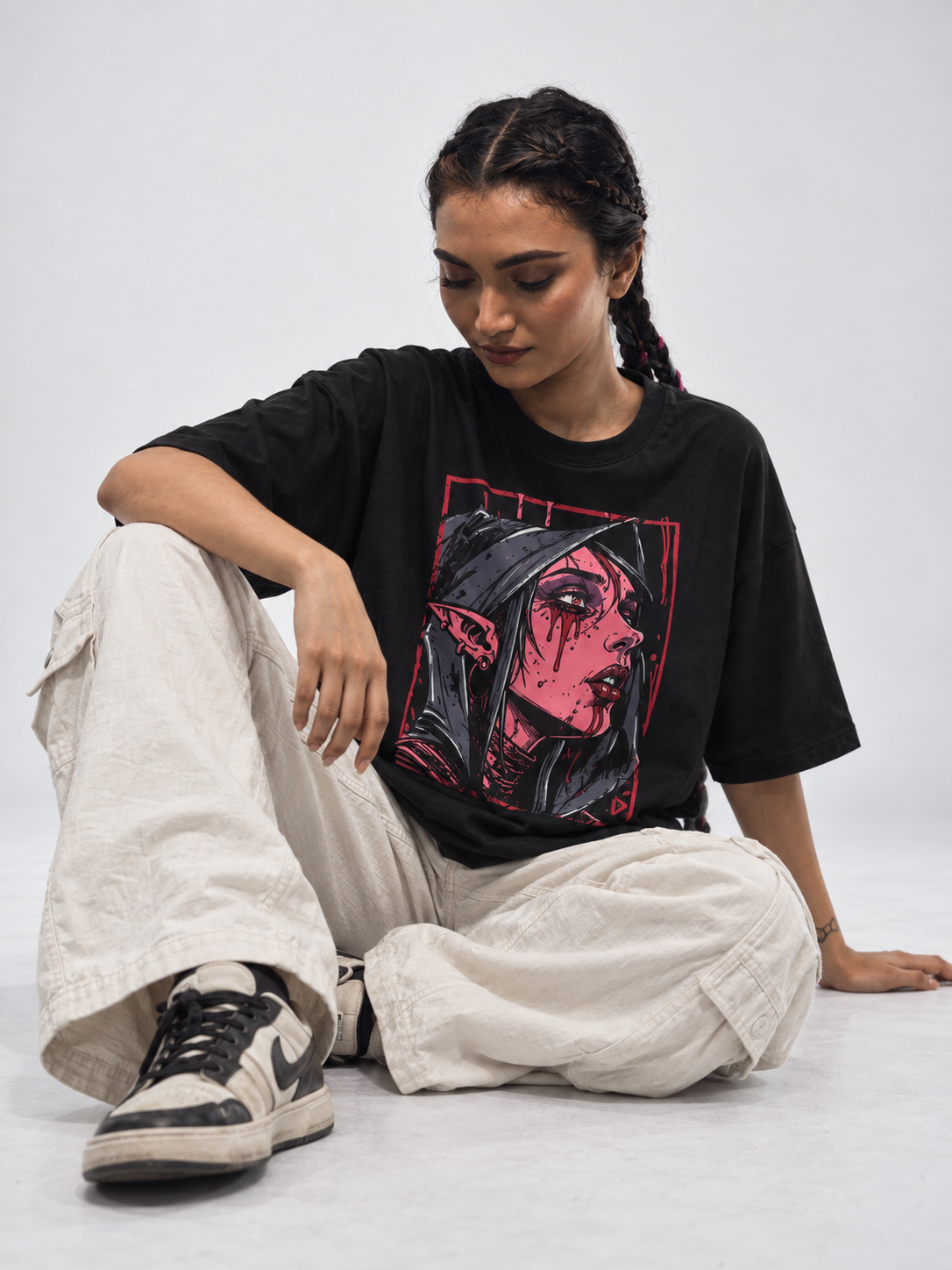 Pink Blood Ghost Oversized T-shirt