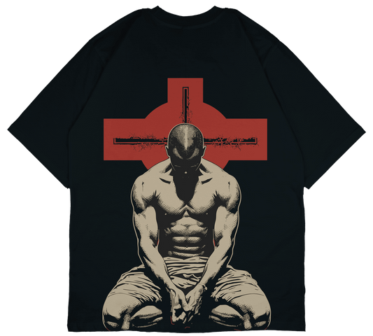 Kneeling Gladiator Back print Oversized T-shirt - PRDGY