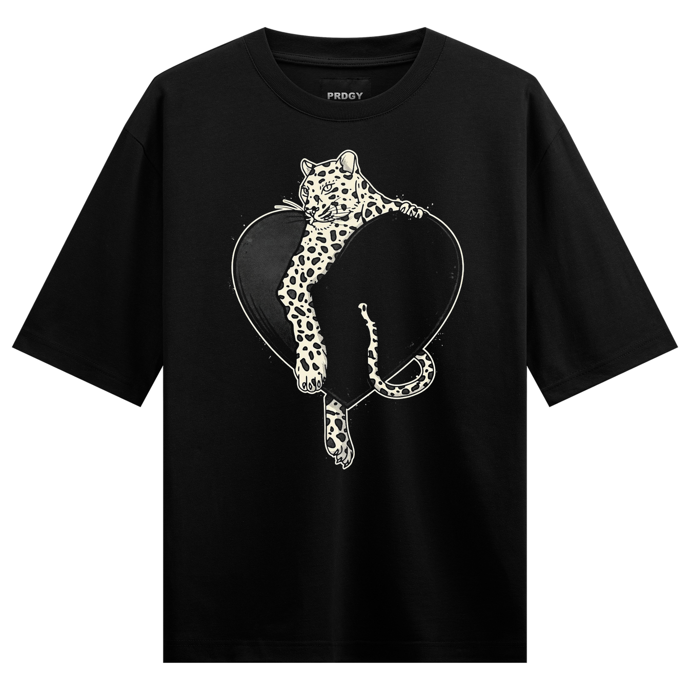 Feral Love T-Shirt by PRDGY — leopard draped over a dark heart, dark romantic design