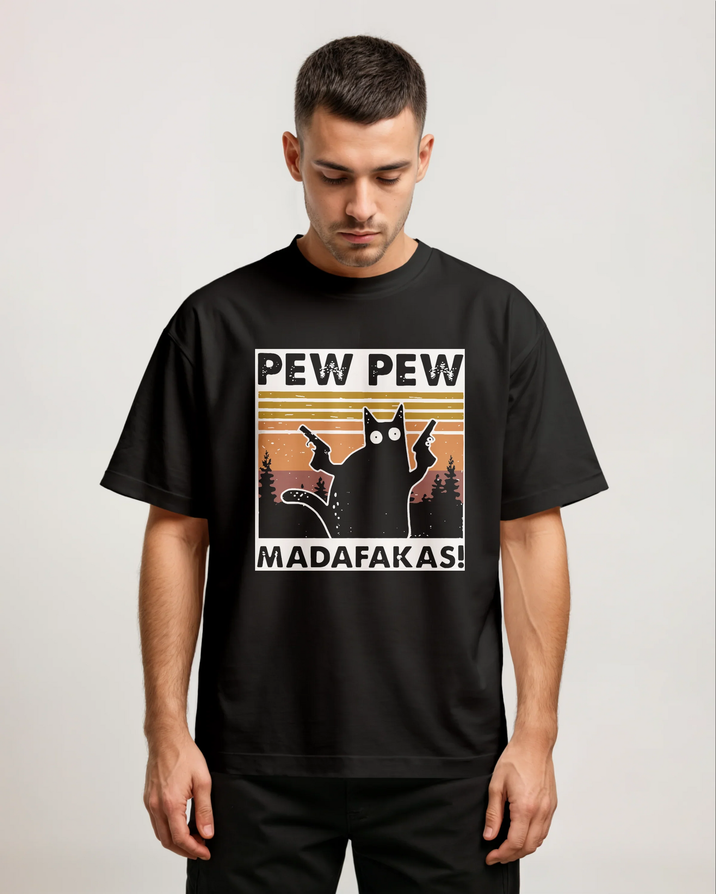 Pew Pew MF Cat Oversized T-Shirt - PRDGY