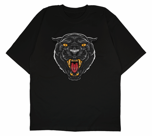 PRDGY Angry Black Panther Head Oversized Tshirt - PRDGY