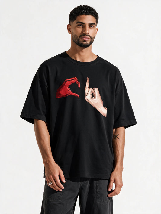 Beraham Prajati Oversized T-shirt — front-print T-shirt on model