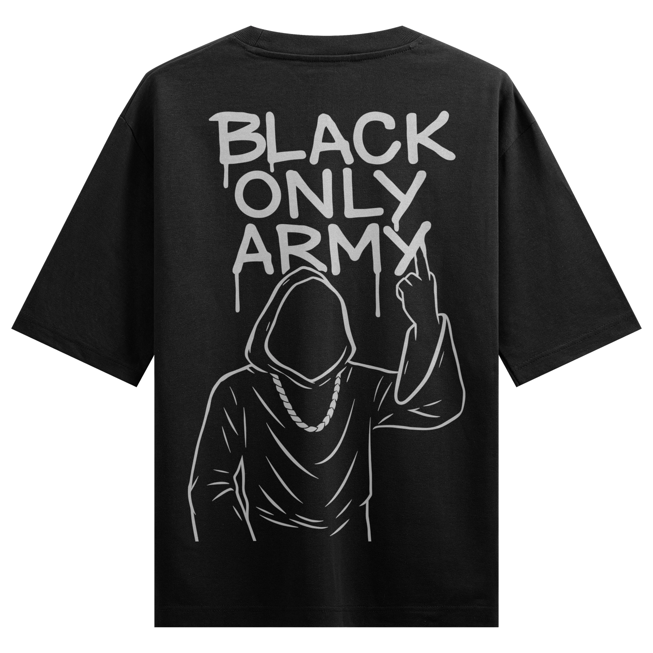 Hooded Figure artwork on PRDGY oversized t-shirt