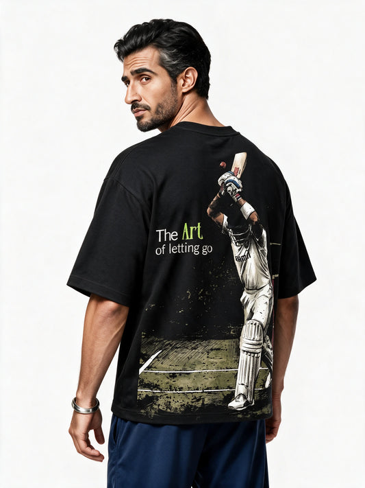 Chodh De Oversized T-shirt — back-print T-shirt on model