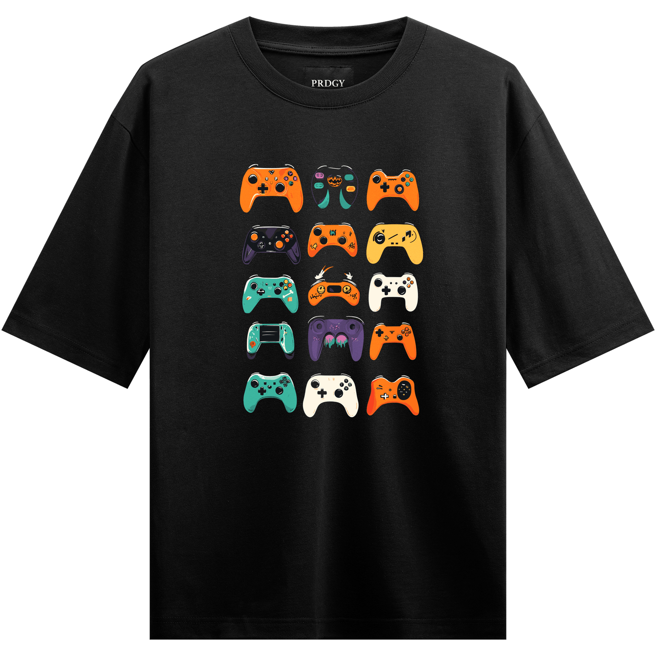 Video Game Controllers artwork on PRDGY oversized t-shirt