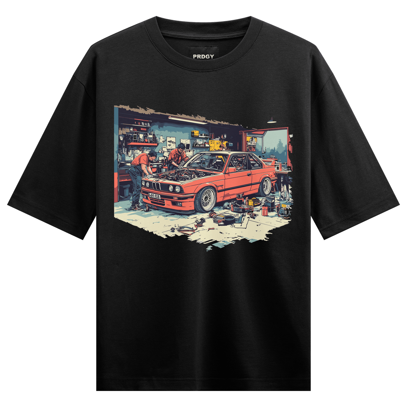 BMW E30 artwork on PRDGY oversized t-shirt