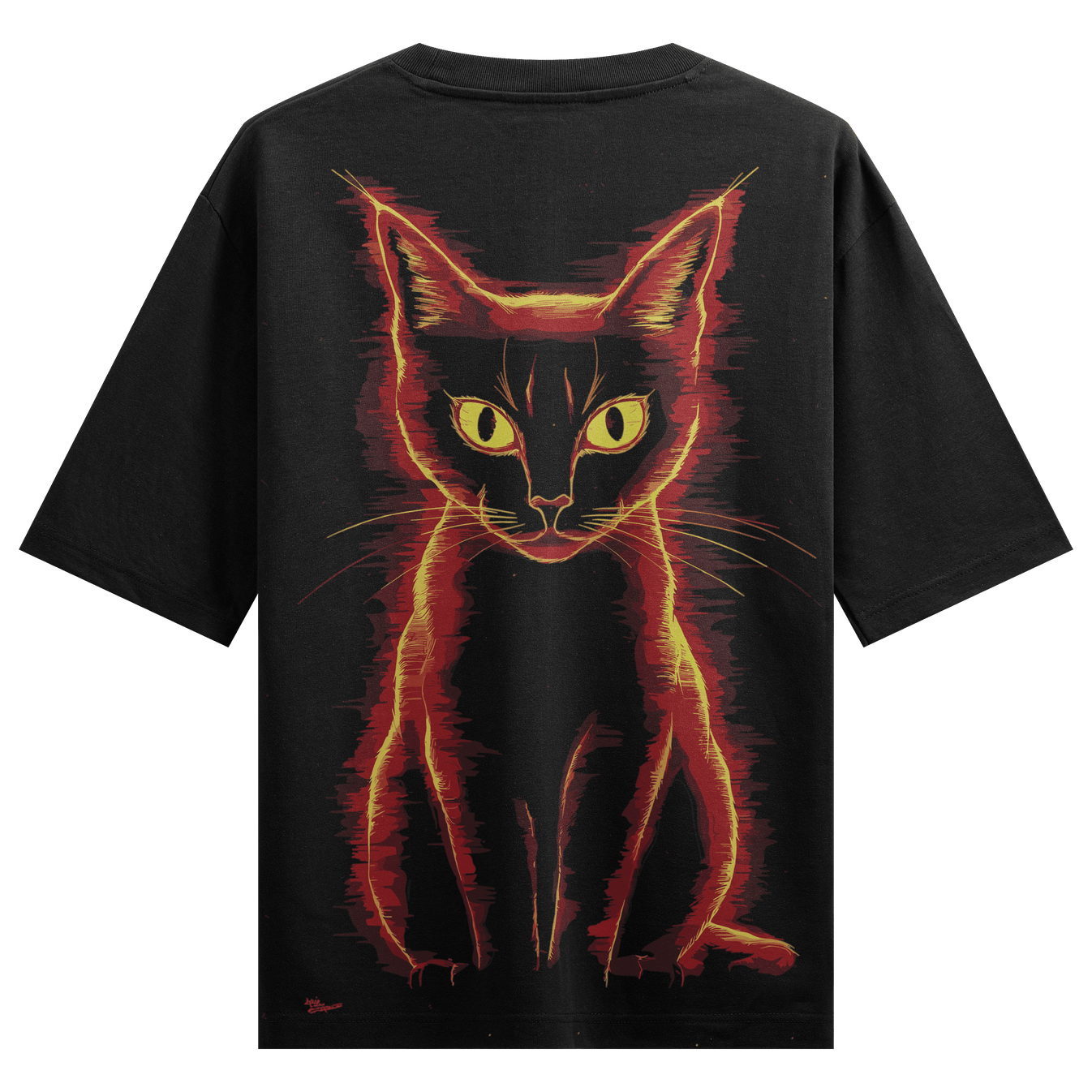 Black Cat artwork on PRDGY oversized t-shirt