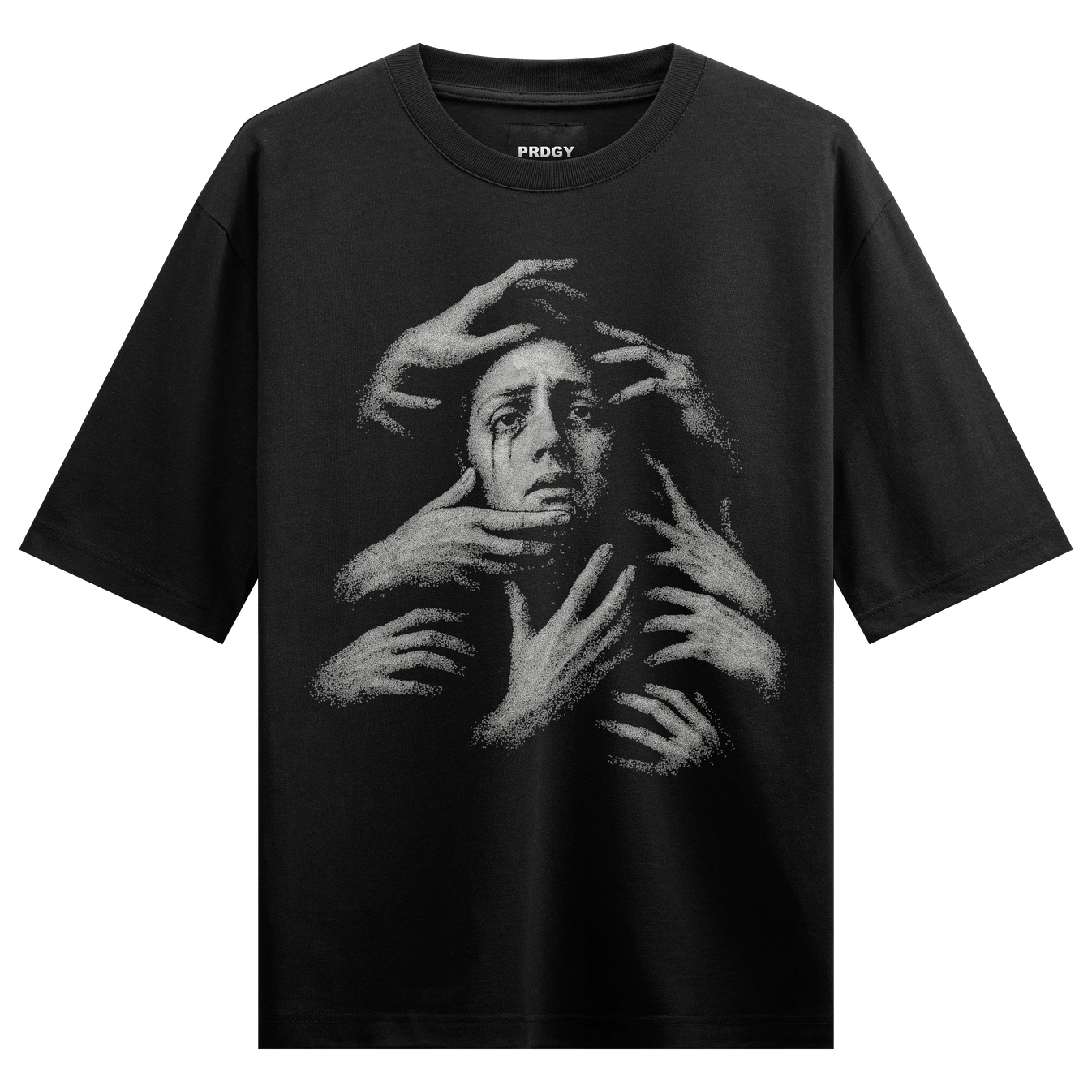 Distress artwork on PRDGY oversized t-shirt