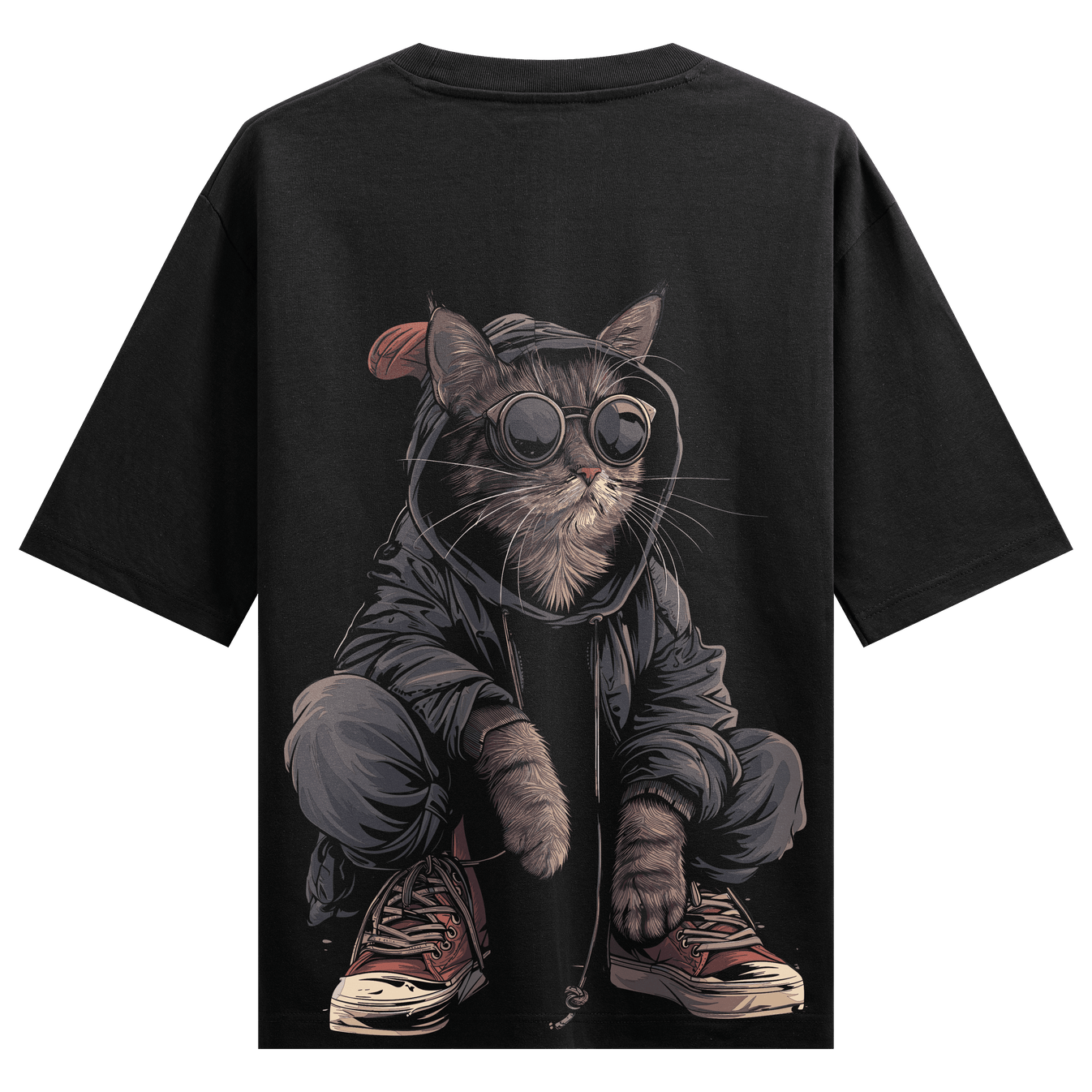 Hiphop Billa Back Print T-Shirt by PRDGY — hip-hop cat graphic on back, streetwear design