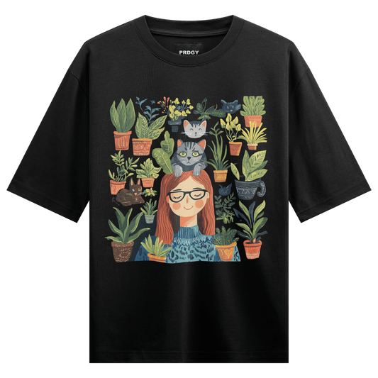 Prdgy MEOWDITATION Front Oversized T-Shirt - PRDGY