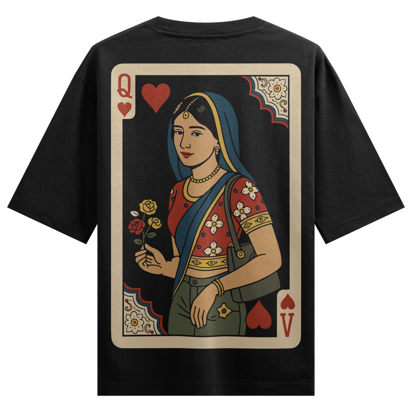 Queen Of Hearts artwork on PRDGY oversized t-shirt