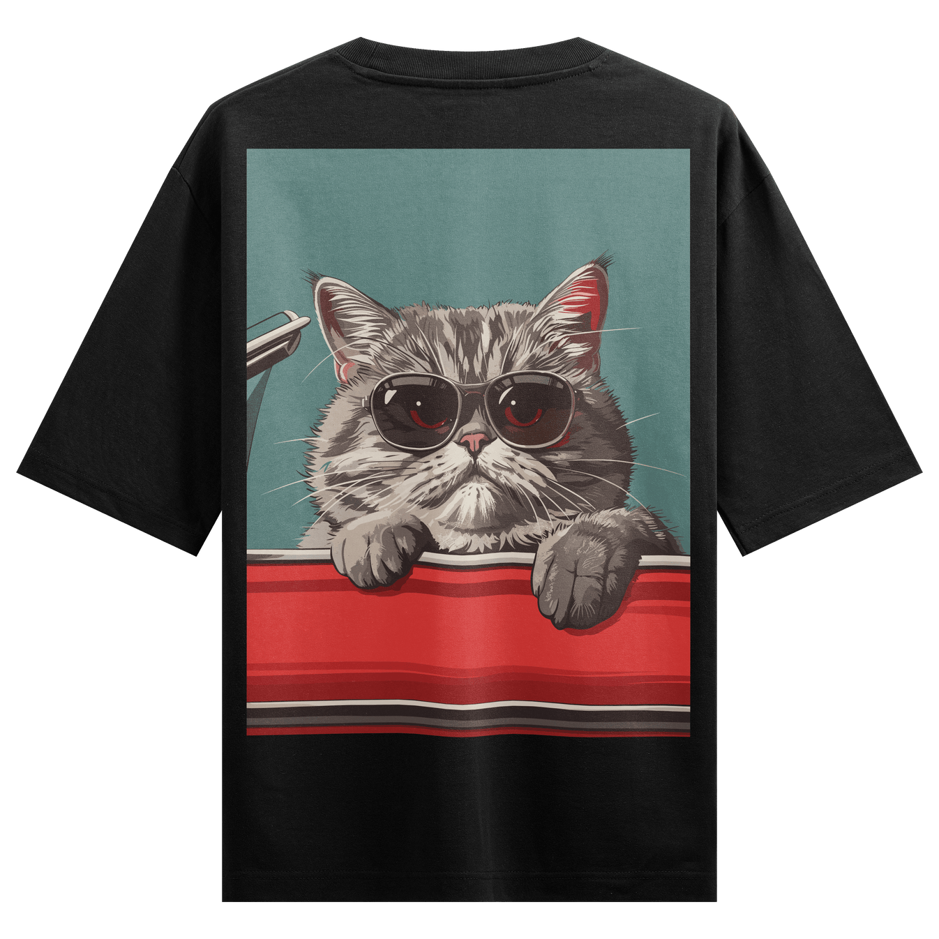 Funny Cat artwork on PRDGY oversized t-shirt