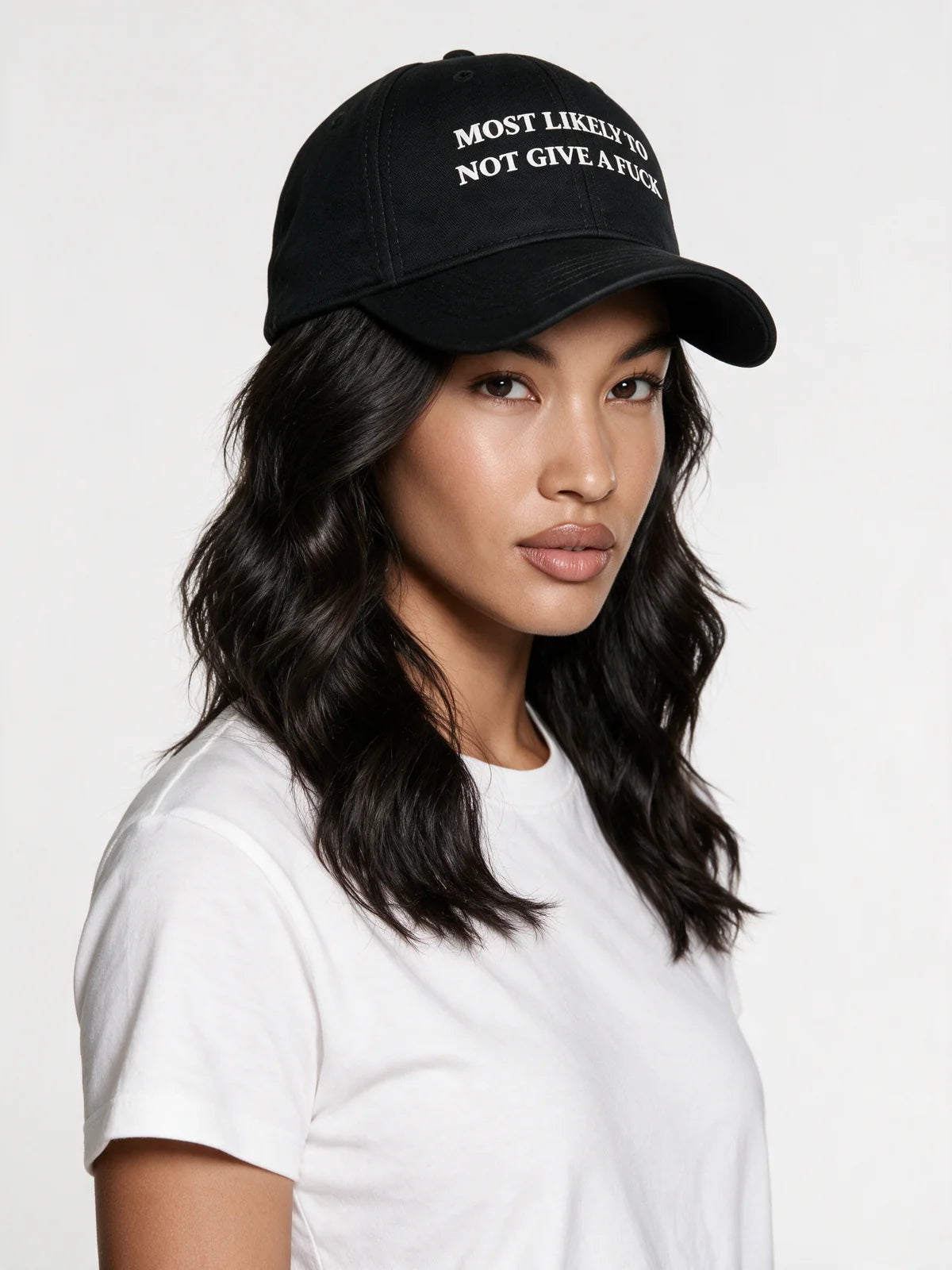 PRDGY Apathy Statement Cap — three-quarter model view
