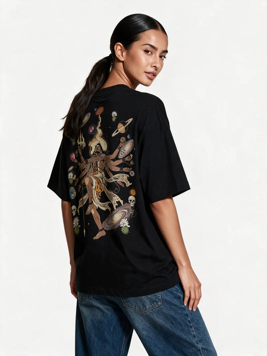 PRDGY Multiverse Shiva Oversized T-shirt — back model view