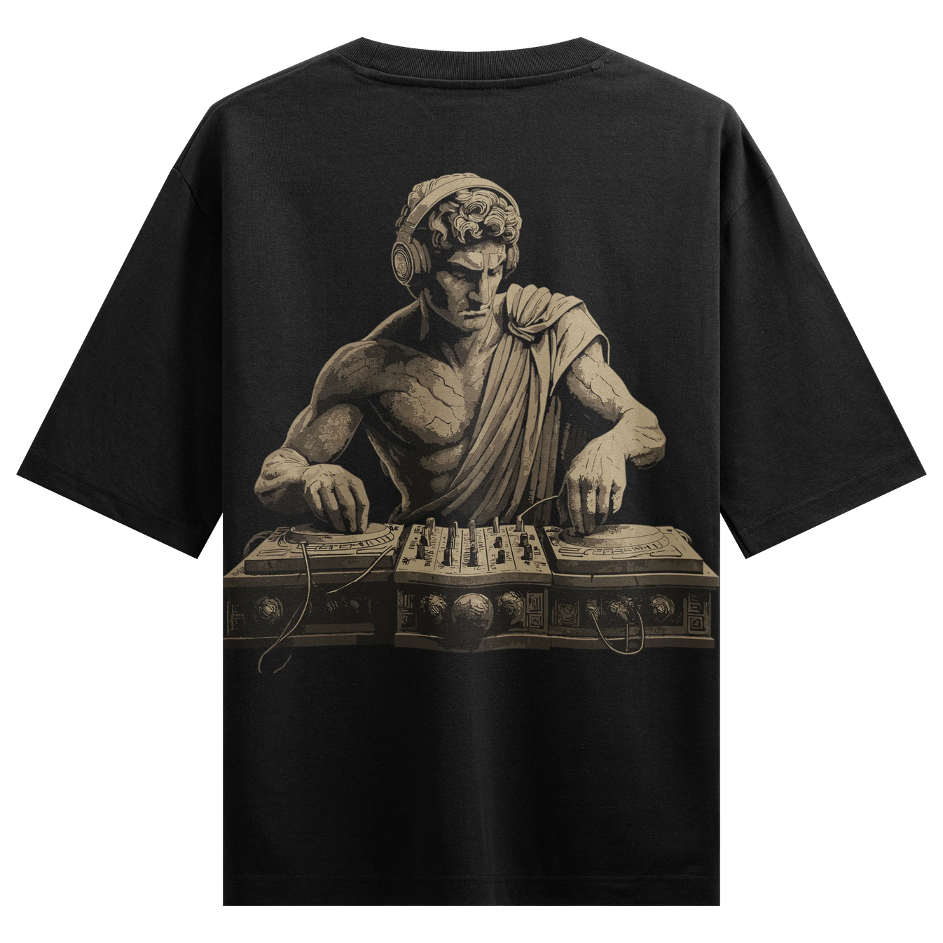 DJ Statue artwork on PRDGY oversized t-shirt