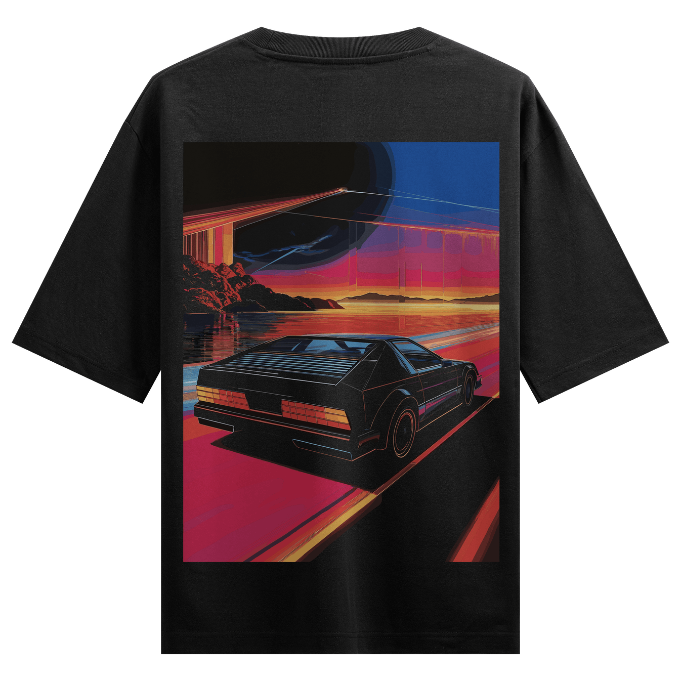 Retro Car artwork on PRDGY oversized t-shirt