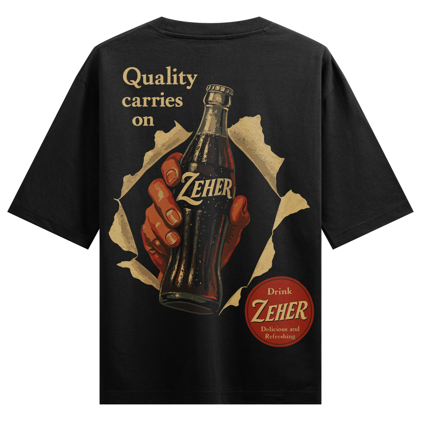 Vintage Soda artwork on PRDGY oversized t-shirt