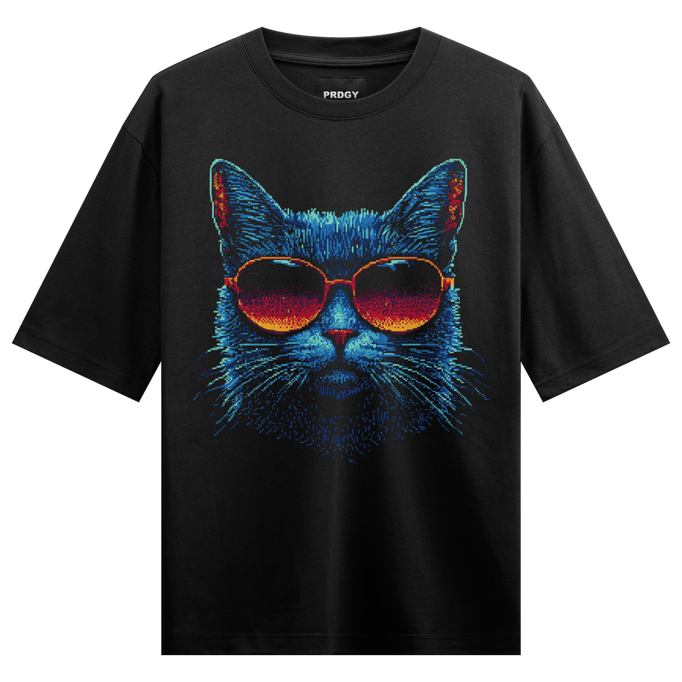 Funny Cat artwork on PRDGY oversized t-shirt