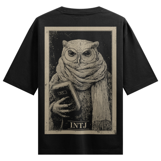 PRDGY Think Line An Owl Oversized T-Shirt - PRDGY