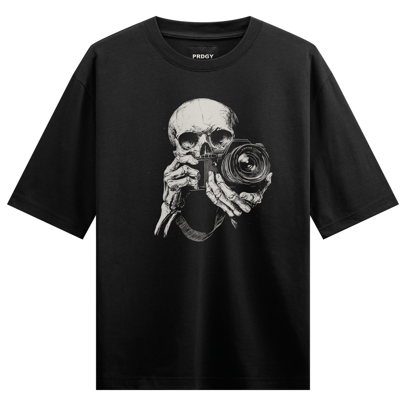Gothic Skull artwork on PRDGY oversized t-shirt