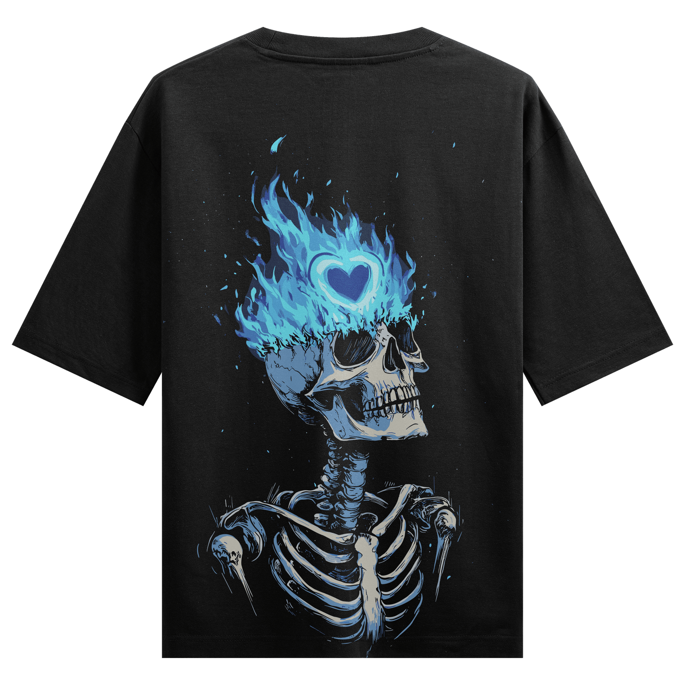 Skeleton Heart artwork on PRDGY oversized t-shirt