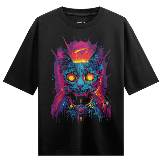 PRDGY Neon Cat Oversized T-Shirt